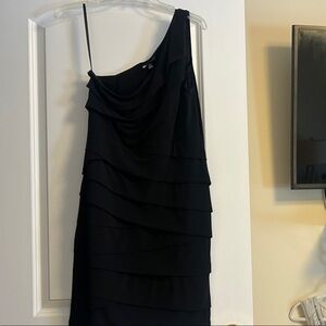 Carole Little Elegant Black One-Shoulder Dress